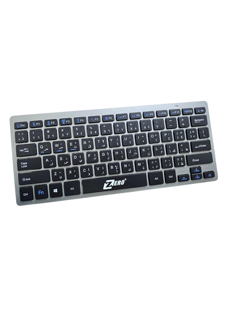 Zero Ultra-Slim Mini Bluetooth Metal Keyboard, Battery Operated (2 Batteries), Elegant and Lightweight for PC, Tablet, and Mobile - Image 1